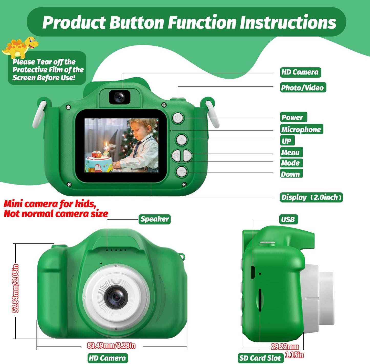 VIP DinoPix™ Instant Print Camera for Kids – Fun Photo & Video Camera with Thermal Printing