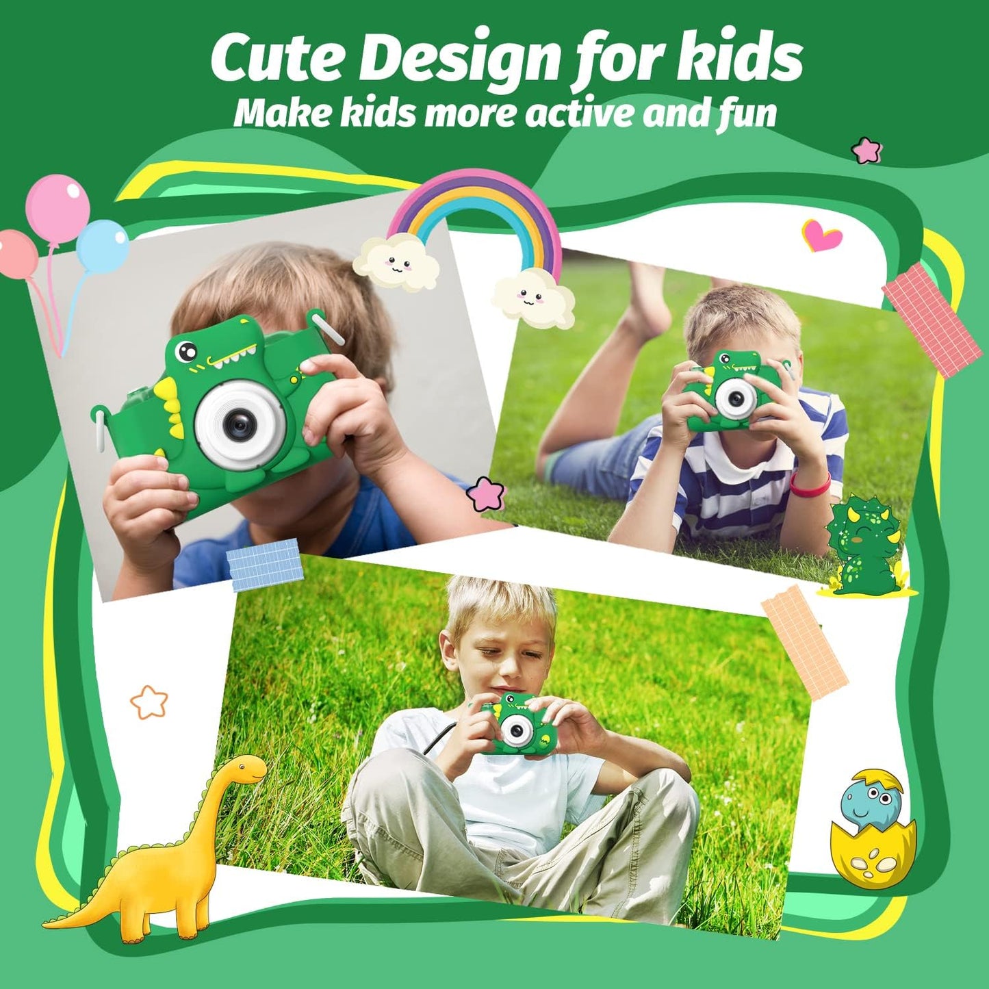 VIP DinoPix™ Instant Print Camera for Kids – Fun Photo & Video Camera with Thermal Printing