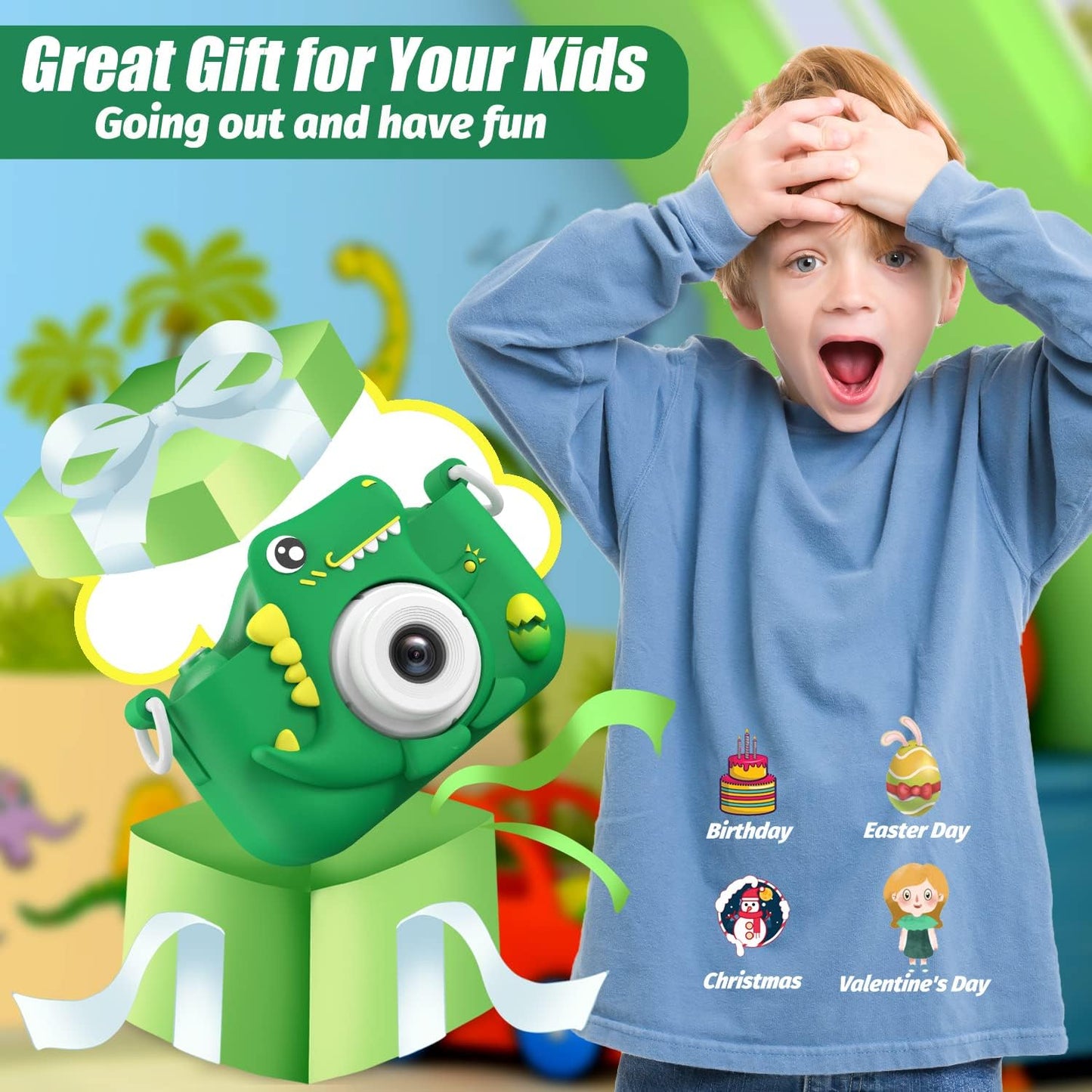 VIP DinoPix™ Instant Print Camera for Kids – Fun Photo & Video Camera with Thermal Printing